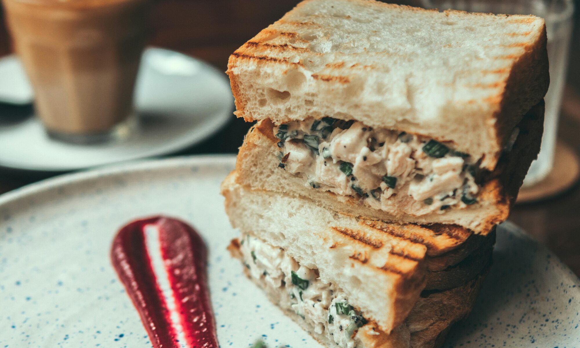 chicken salad sandwich on a plate